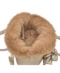 Borsa cuccia per cani ecopelliccia sabbia interno