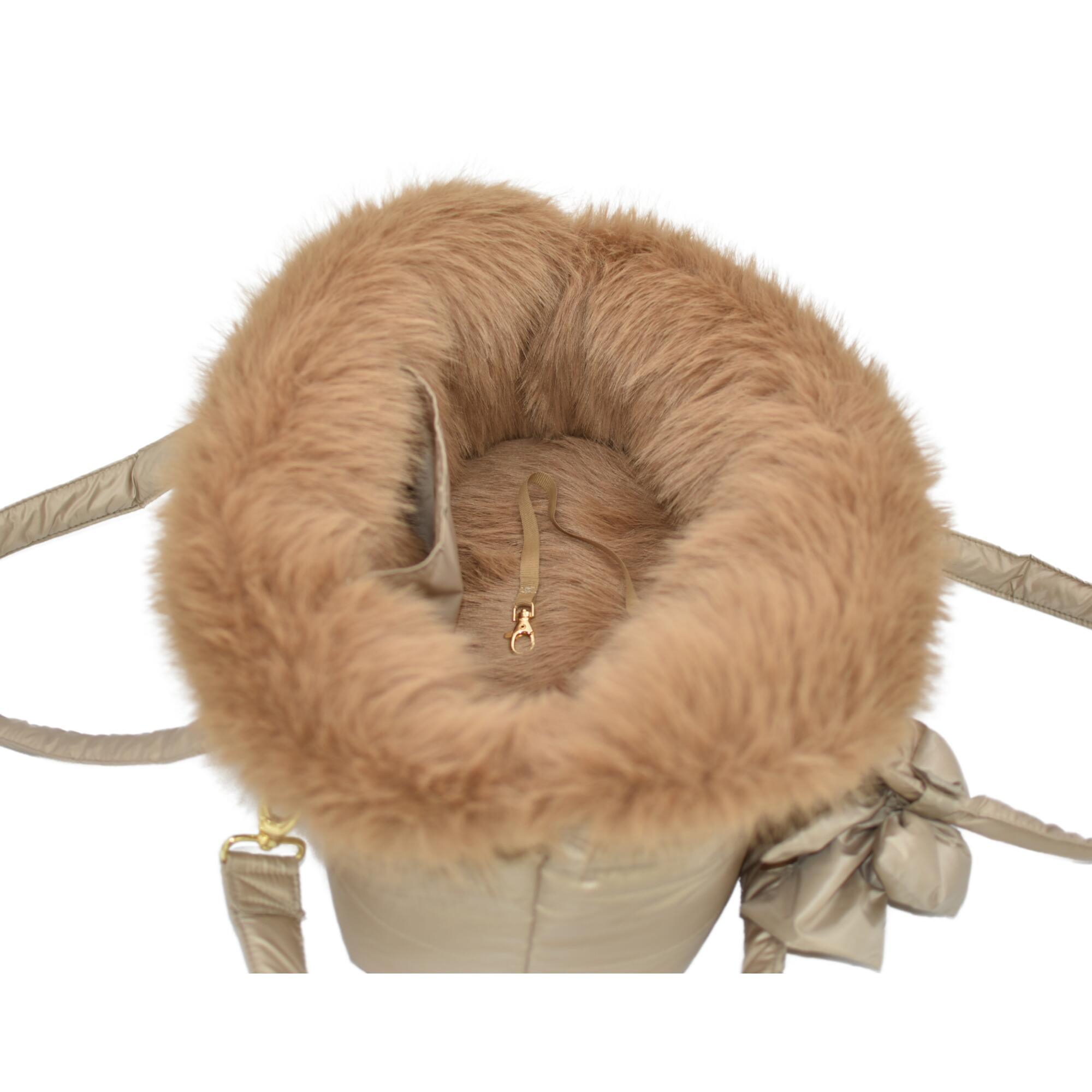 Borsa cuccia per cani ecopelliccia sabbia interno