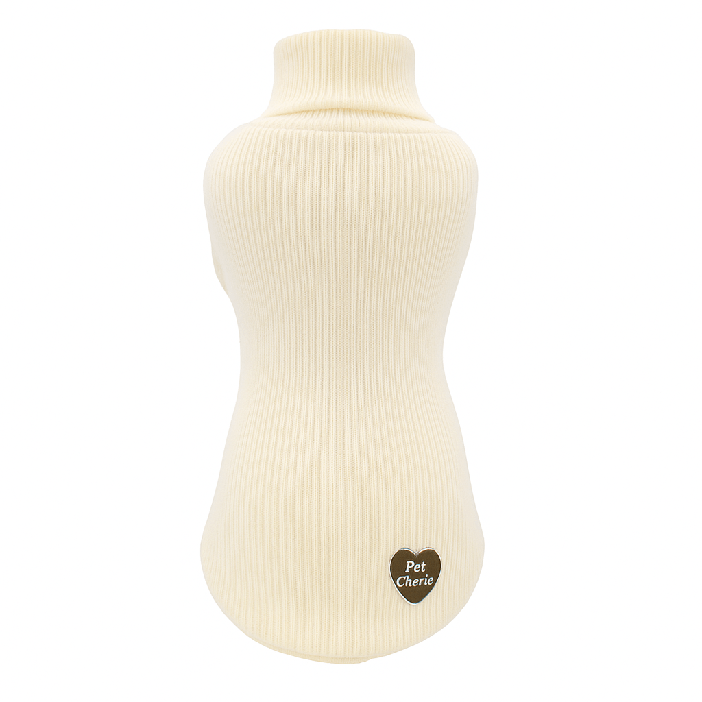 Maglione cane costina bianco