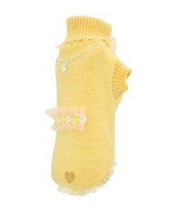 Maglione cani con swarovski giallo laterale