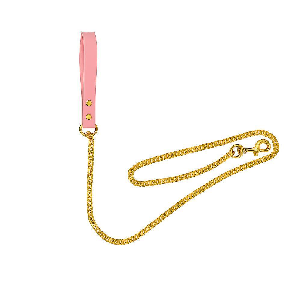 Light pink leash with gold chain