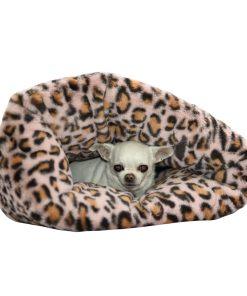 Sacco nanna in ecopelliccia rosa per cani con chihuahua
