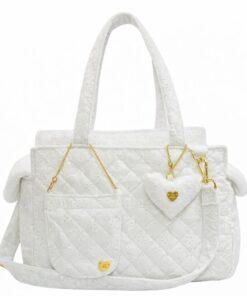 Borsa cani sangallo bianca con portadring