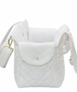 Borsa cani sangallo bianca lato