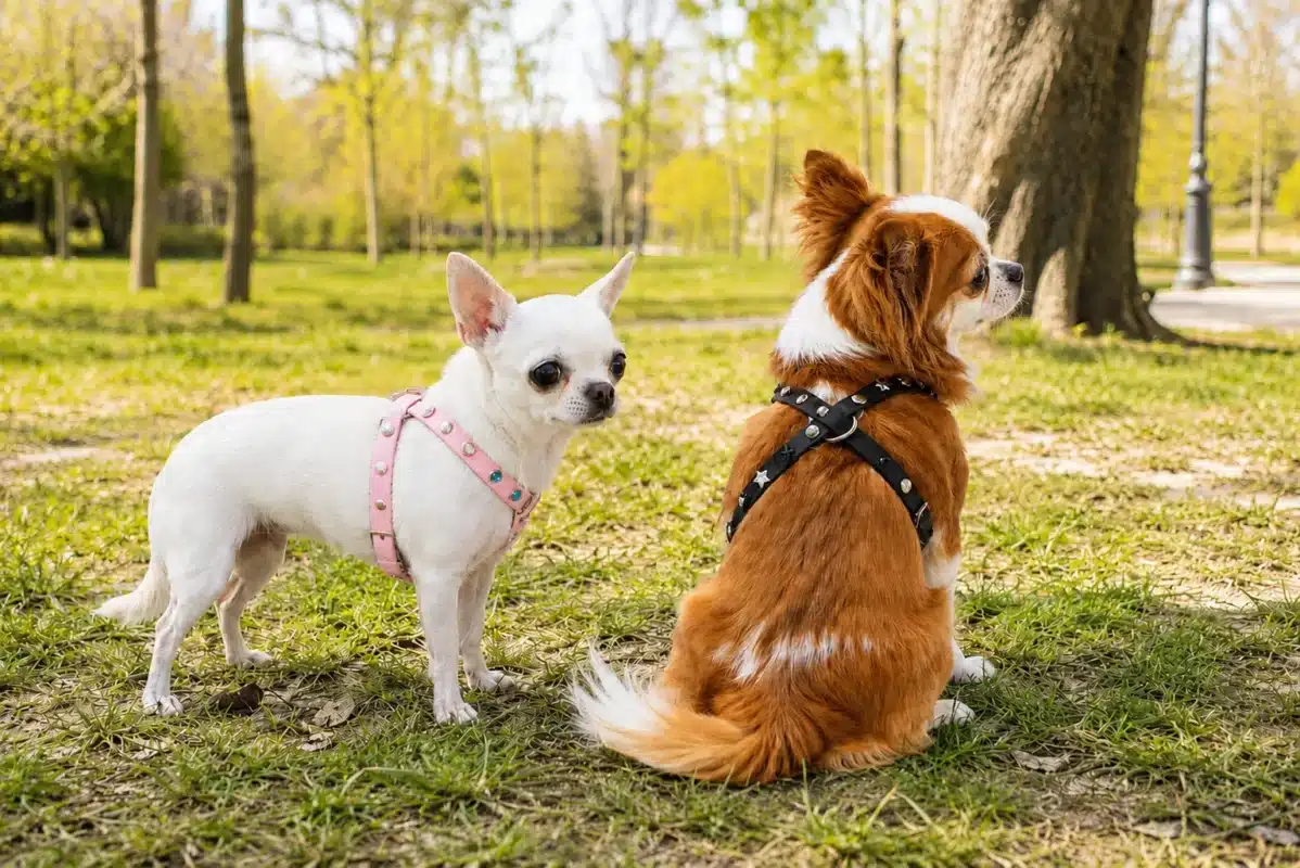 Cani con pettorine biothane