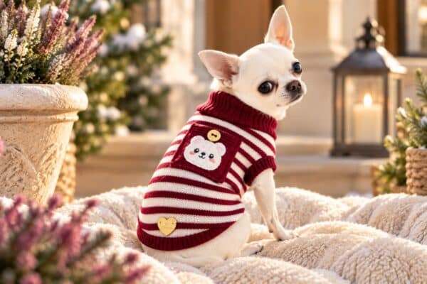 Chihuahua con maglioncino in lana merino per l'inverno
